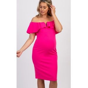 PinkBlush off the shoulder ruffle maternity dress